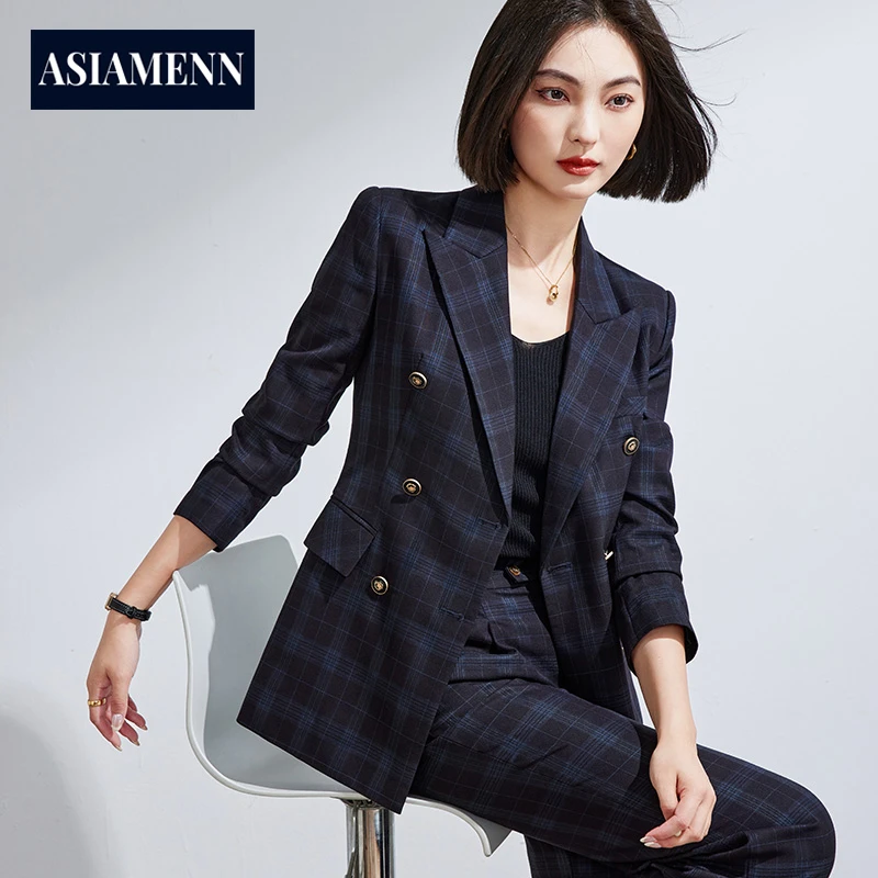 高端格纹西装套装女2025早秋新款英伦西服外套轻职场通勤商务正装