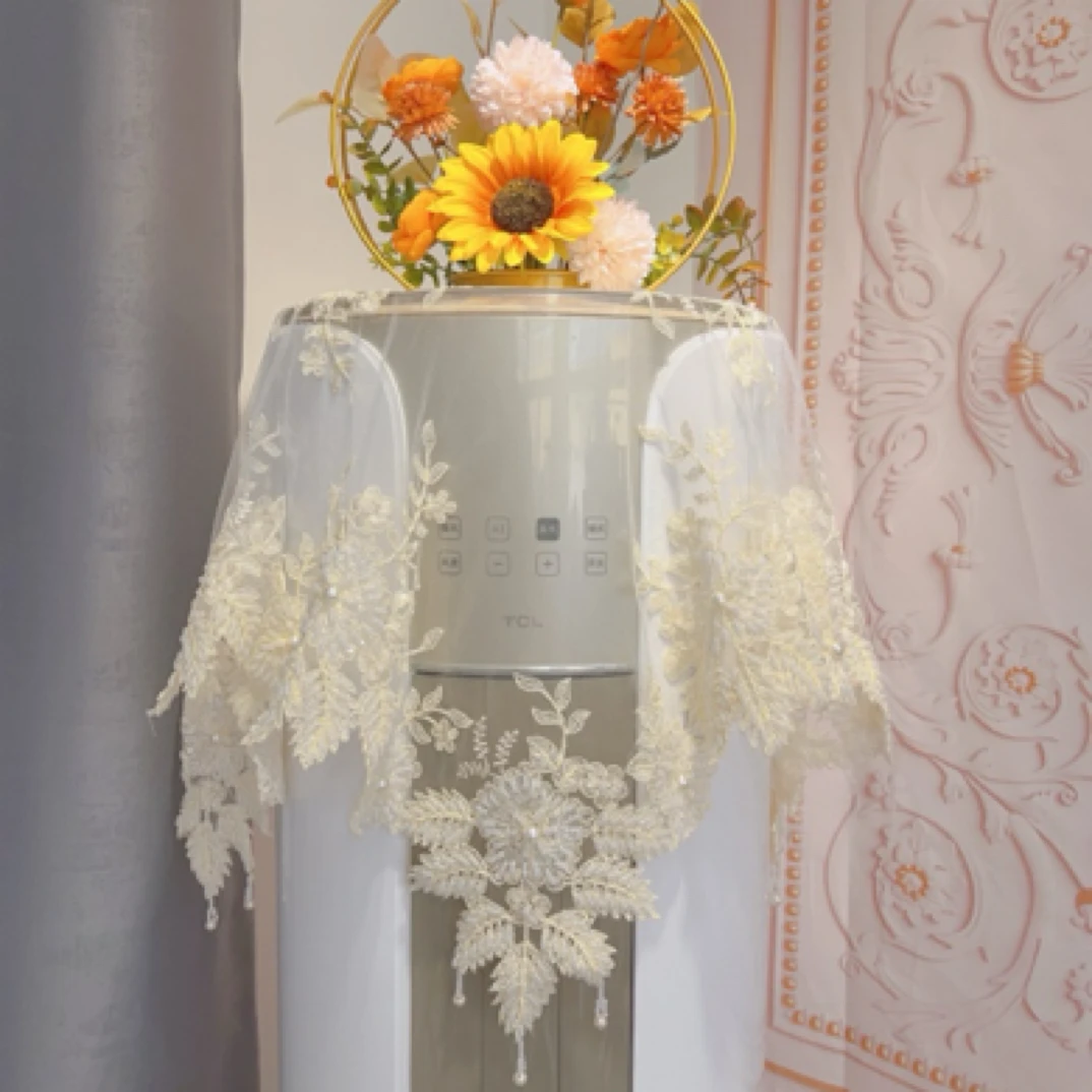 盖巾欧式喜庆桌布钉珠空调防尘罩床头柜通用圆桌阳台小茶桌