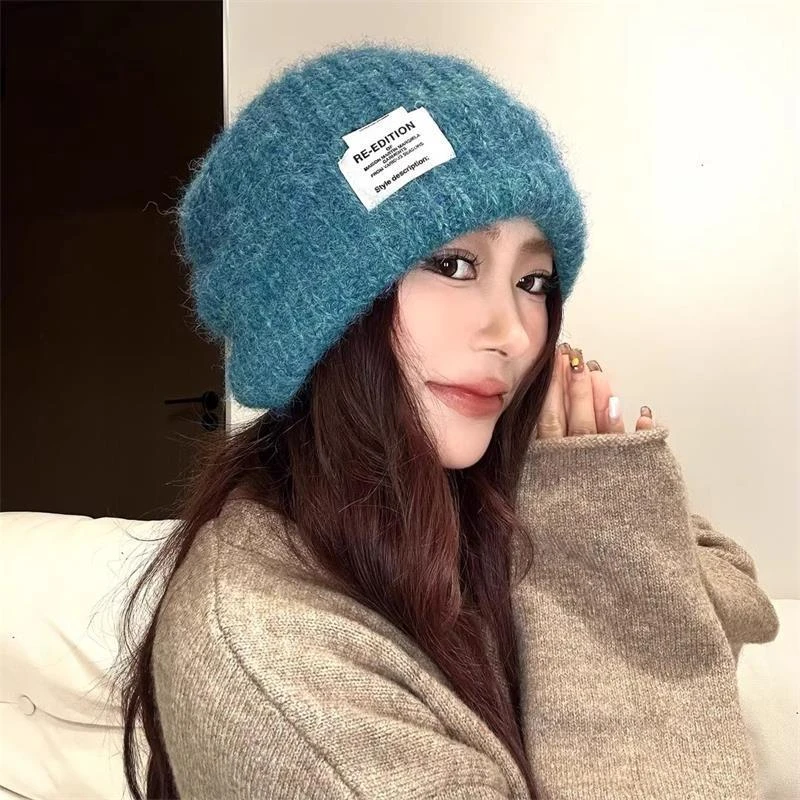 韩版大头围毛线帽女冬季百搭显脸小堆堆帽保暖防寒护耳包头帽冷帽