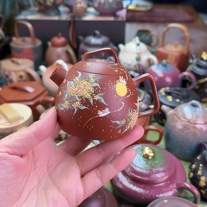 紫砂茶壶桂花月兔
