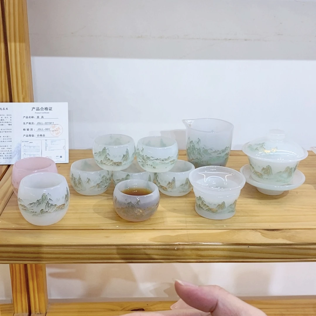 手工艺品琉璃千里江山套装 不带礼盒 主人杯2