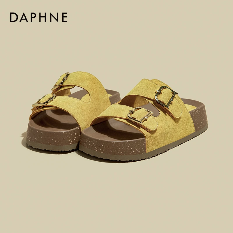 达芙妮厚底勃肯拖鞋女2025春季新款百搭休闲复古一字拖沙滩凉拖鞋