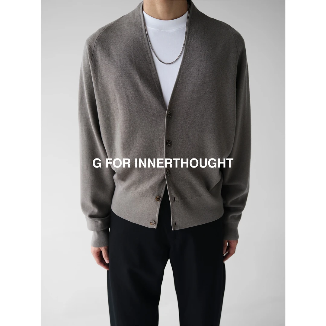 G FOR INNERTHOUGHT|精纺120s高支羊毛一片领道袍式慵懒针织开衫
