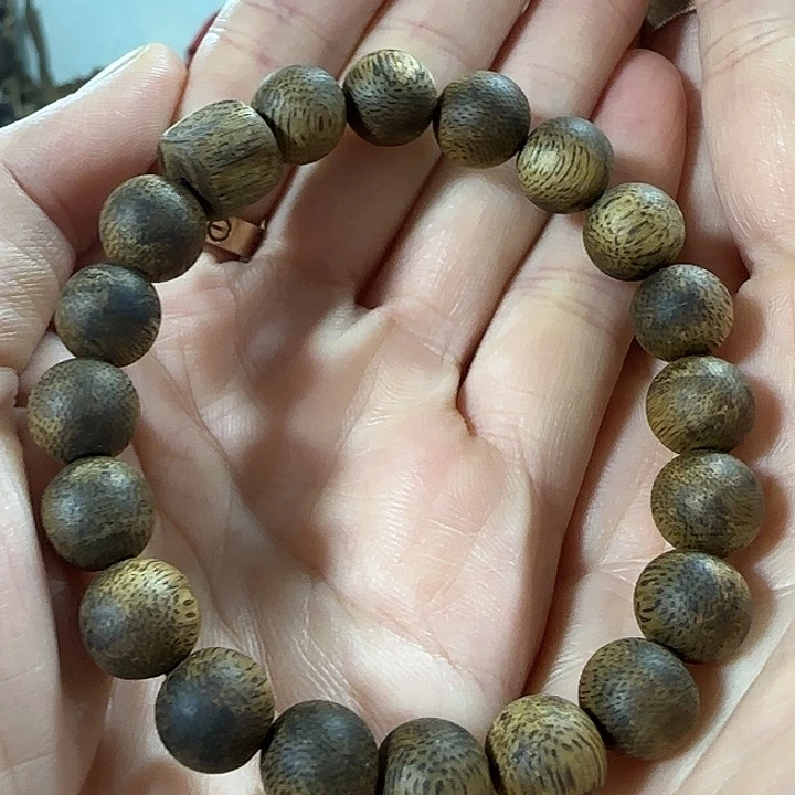 沉香手串绿奇楠沉香圆珠单圈定制款7克+