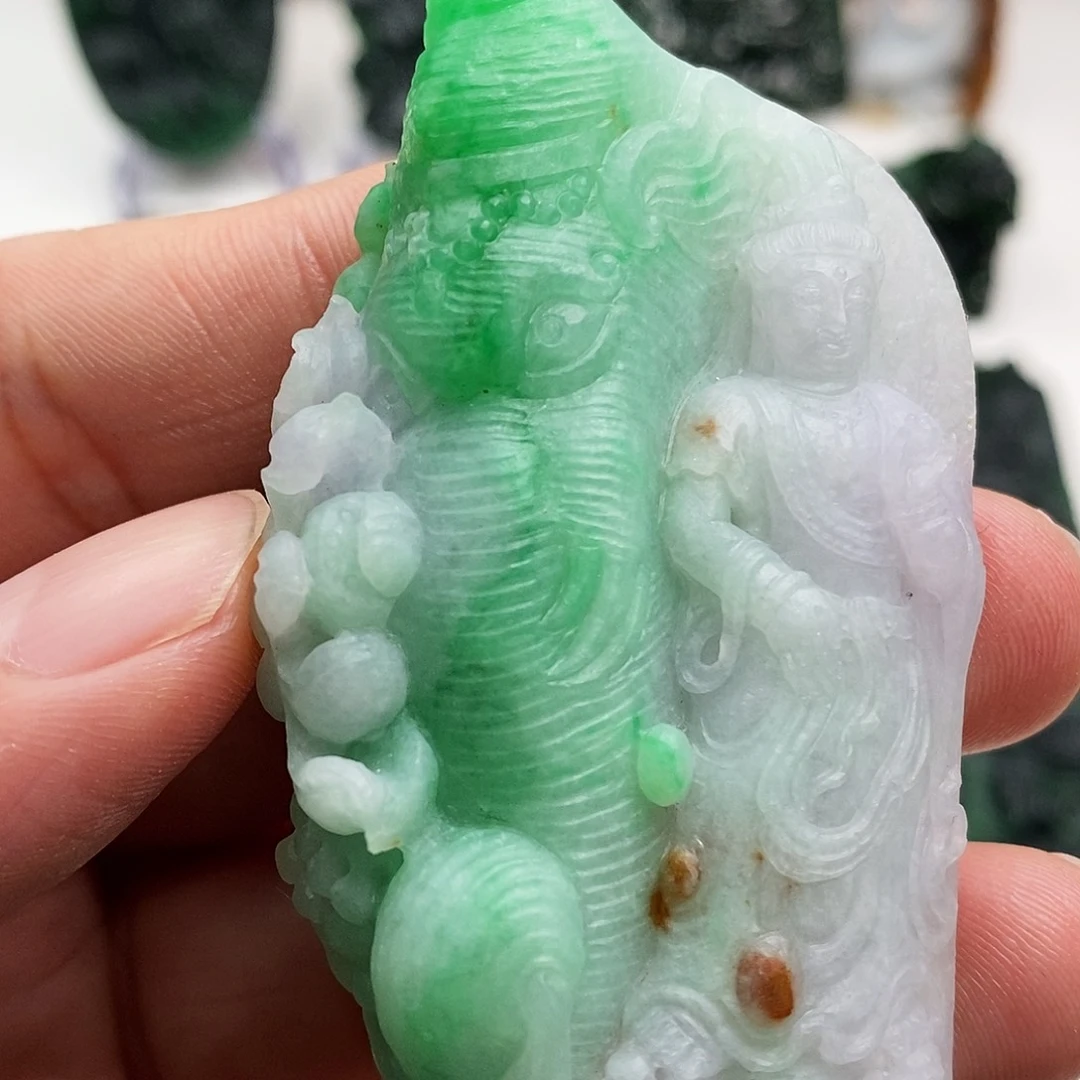 定制翡翠未镶嵌普贤观音