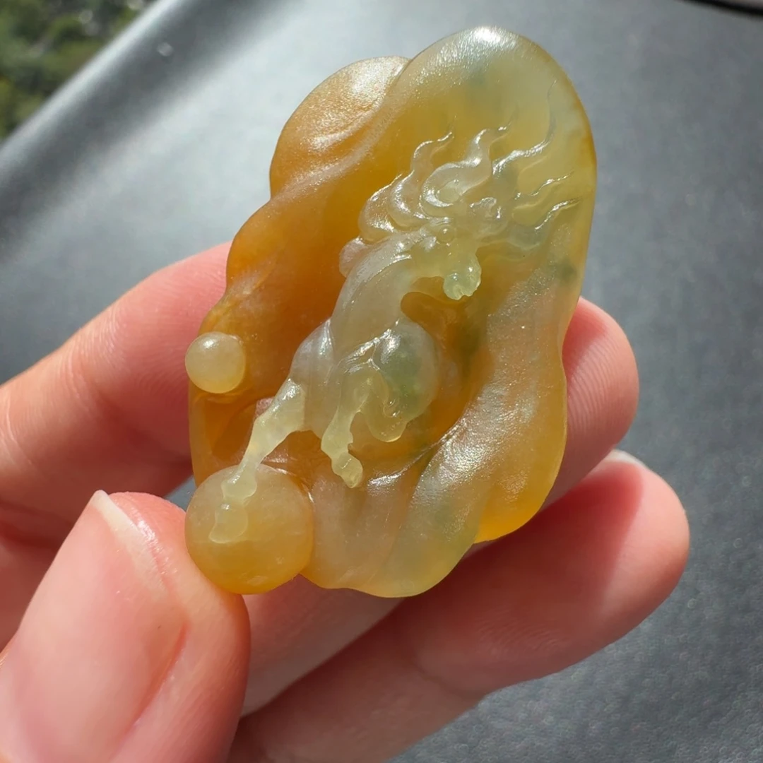 定制翡翠未镶嵌冰黄翡骏马