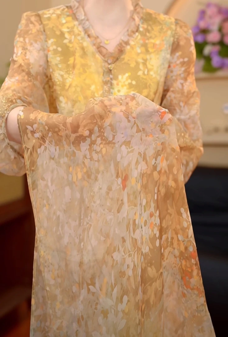 CC（陈）-金色撒银时尚中长款连衣裙