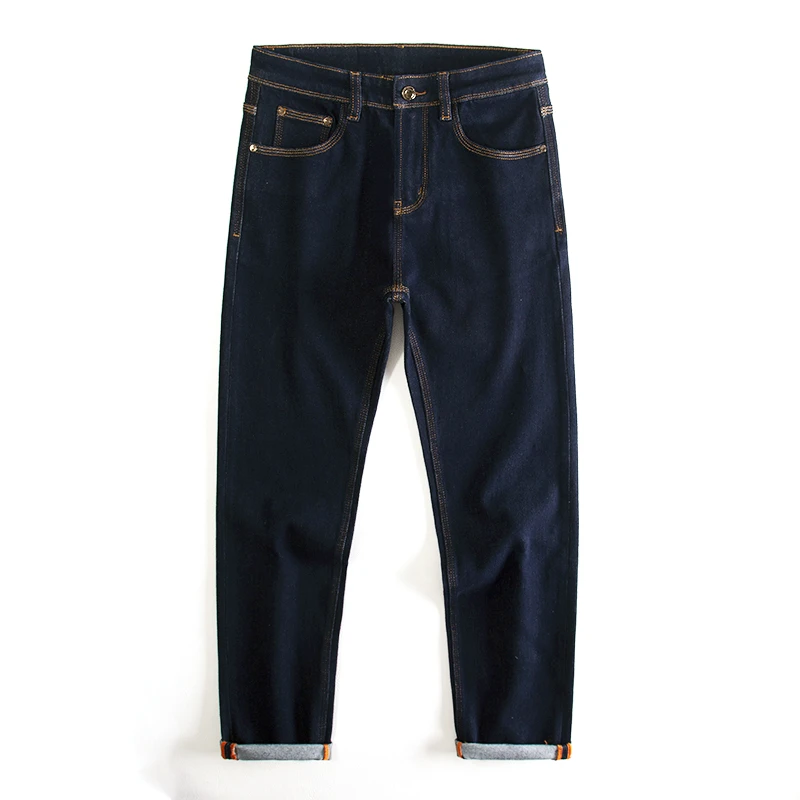 潮牌设计原色牛仔裤男士修身小直筒弹力简约时尚经典百搭高街潮流