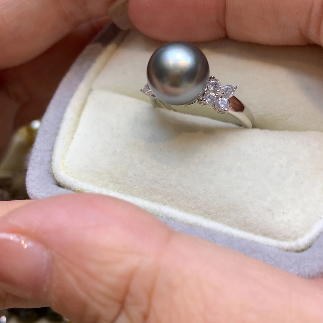 银S925镶嵌戒指海水珍珠