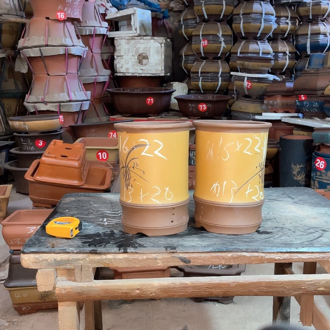 紫砂花盆竹节盆一个