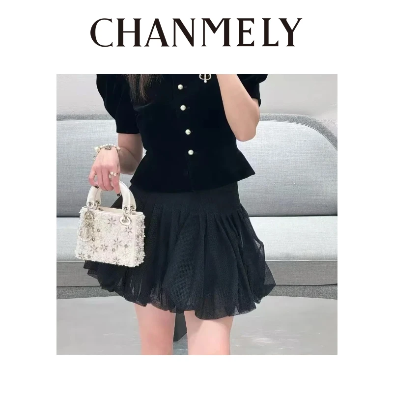 【CHANMITY】25/ss法式灵动优雅蓬蓬显瘦网纱半身裙025321