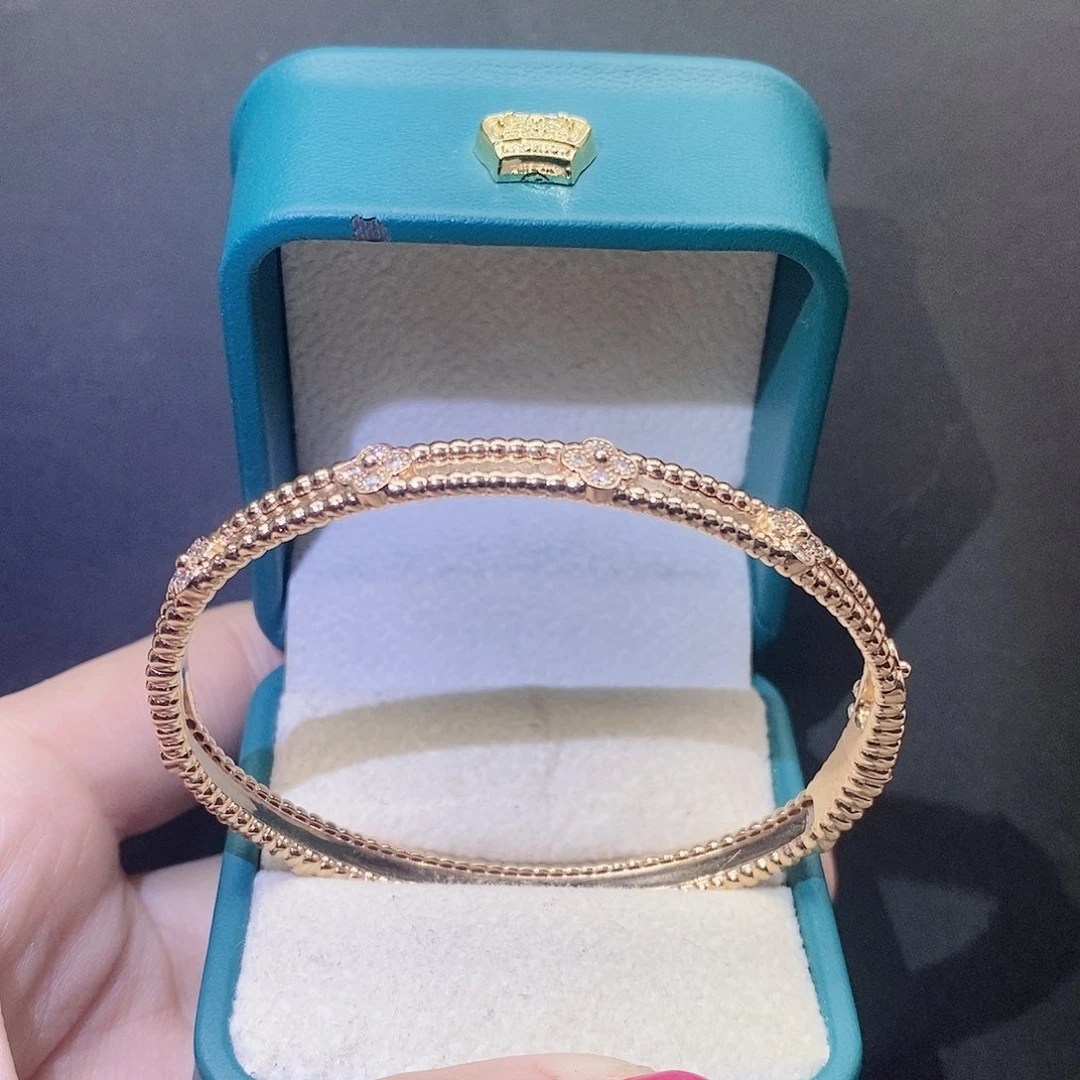 钻石手镯18K金镶嵌万花筒手镯k玫17