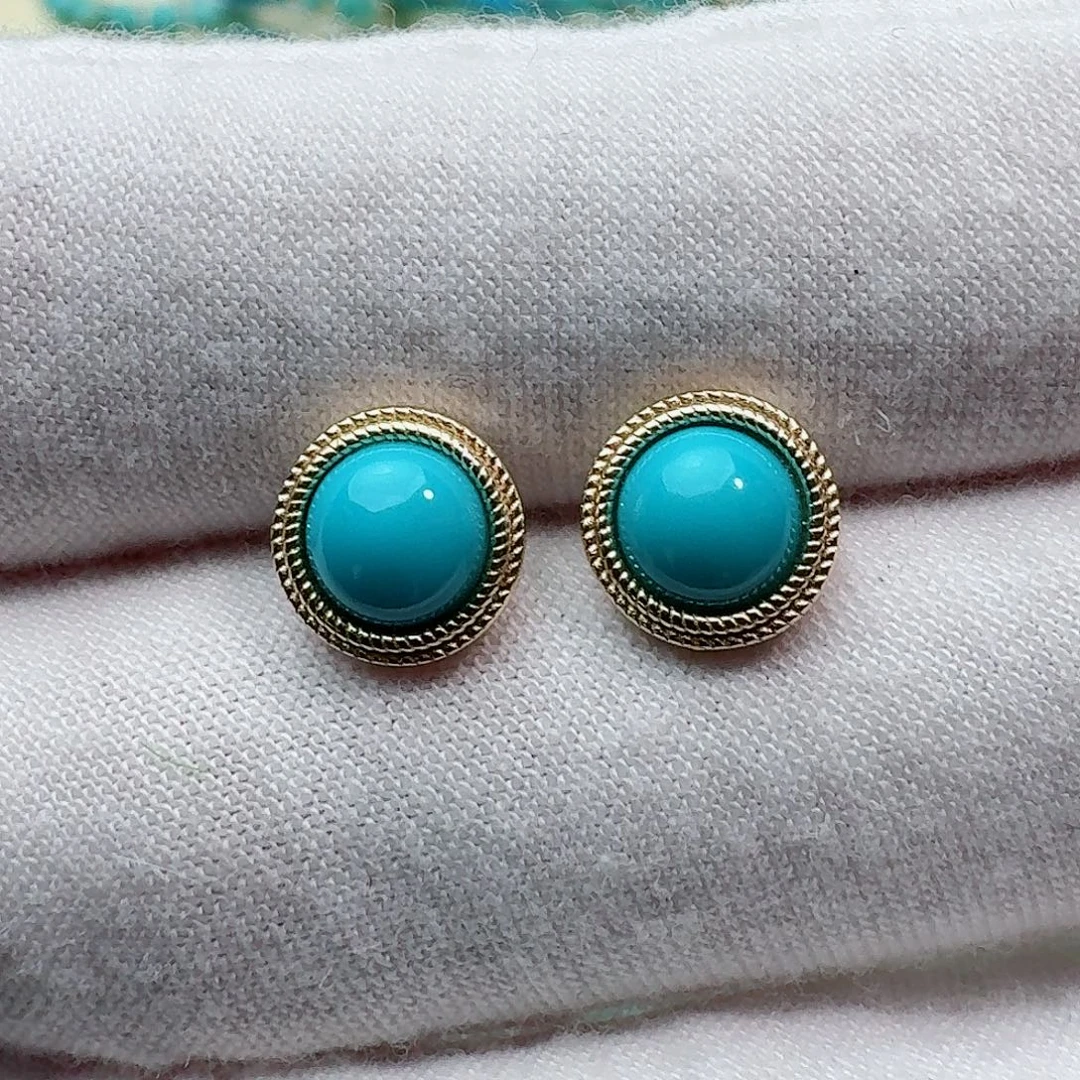 用***2绿松石未镶嵌耳钉