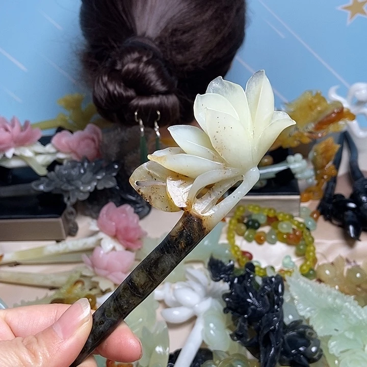 岫玉未镶嵌发簪发簪