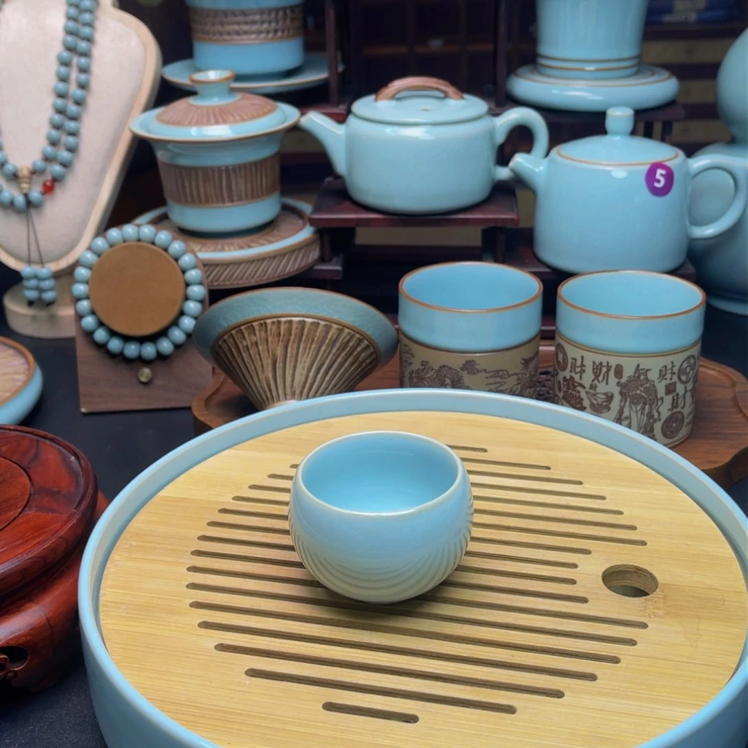 【闪购商品】壶瓷汝州正品茶器，杯，壶，盖碗，串