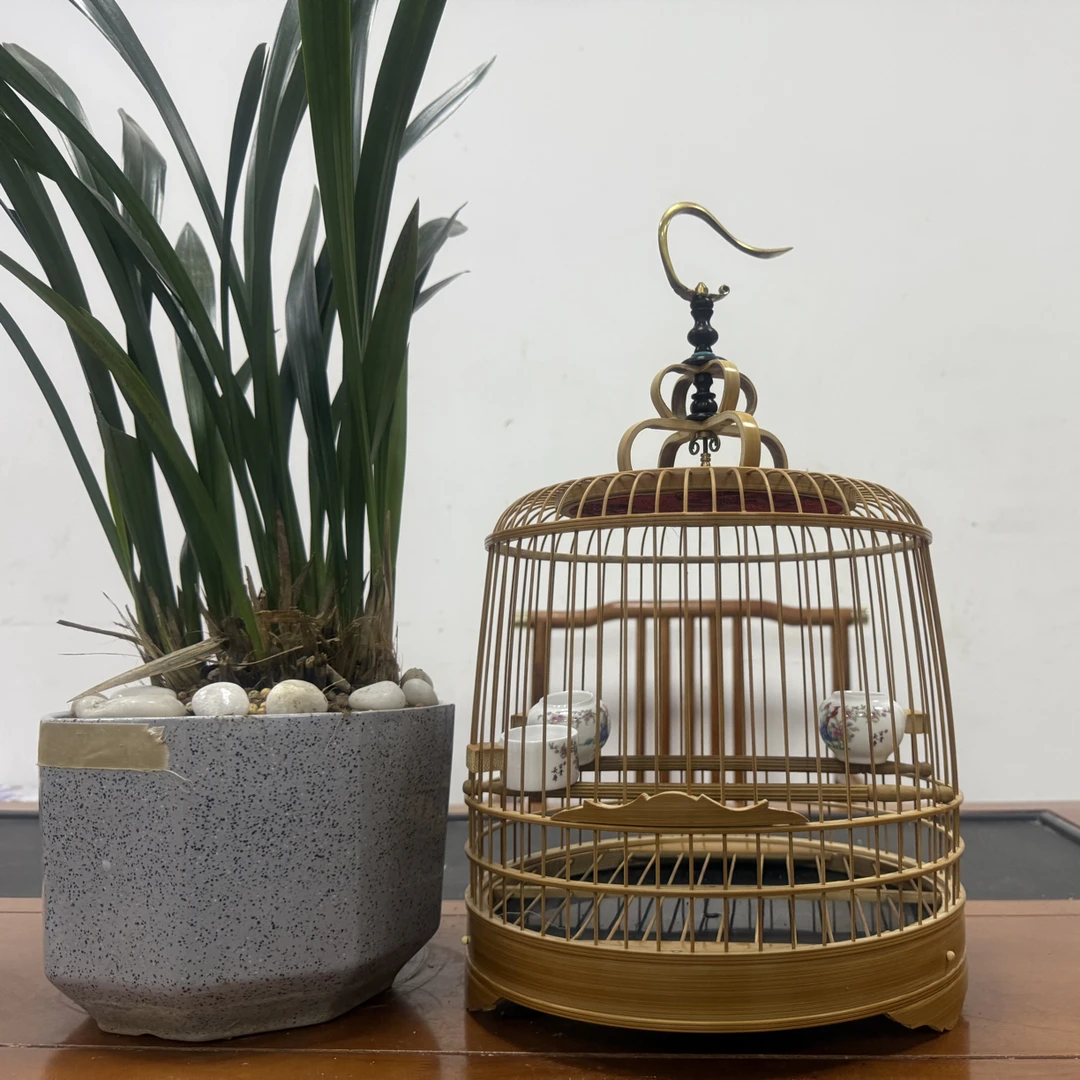 手工专用老竹圆鸟笼适合绣眼文鸟金青黄鸟直径26高24笼丝间距1.2