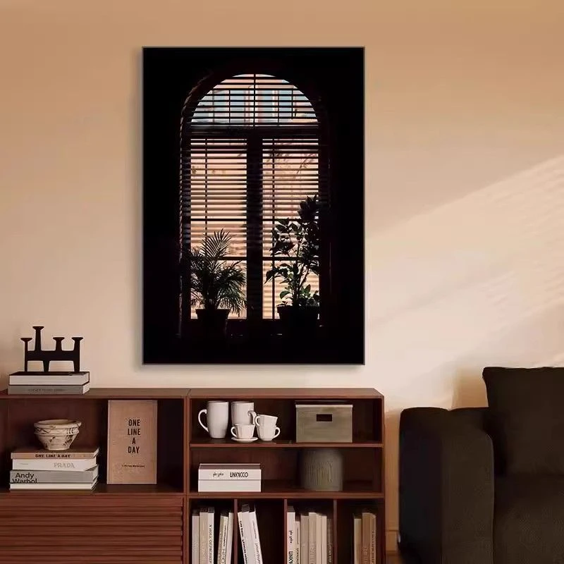 碎影摇窗植物装饰画古风客厅餐厅挂画沙发玄关背景墙墙壁画