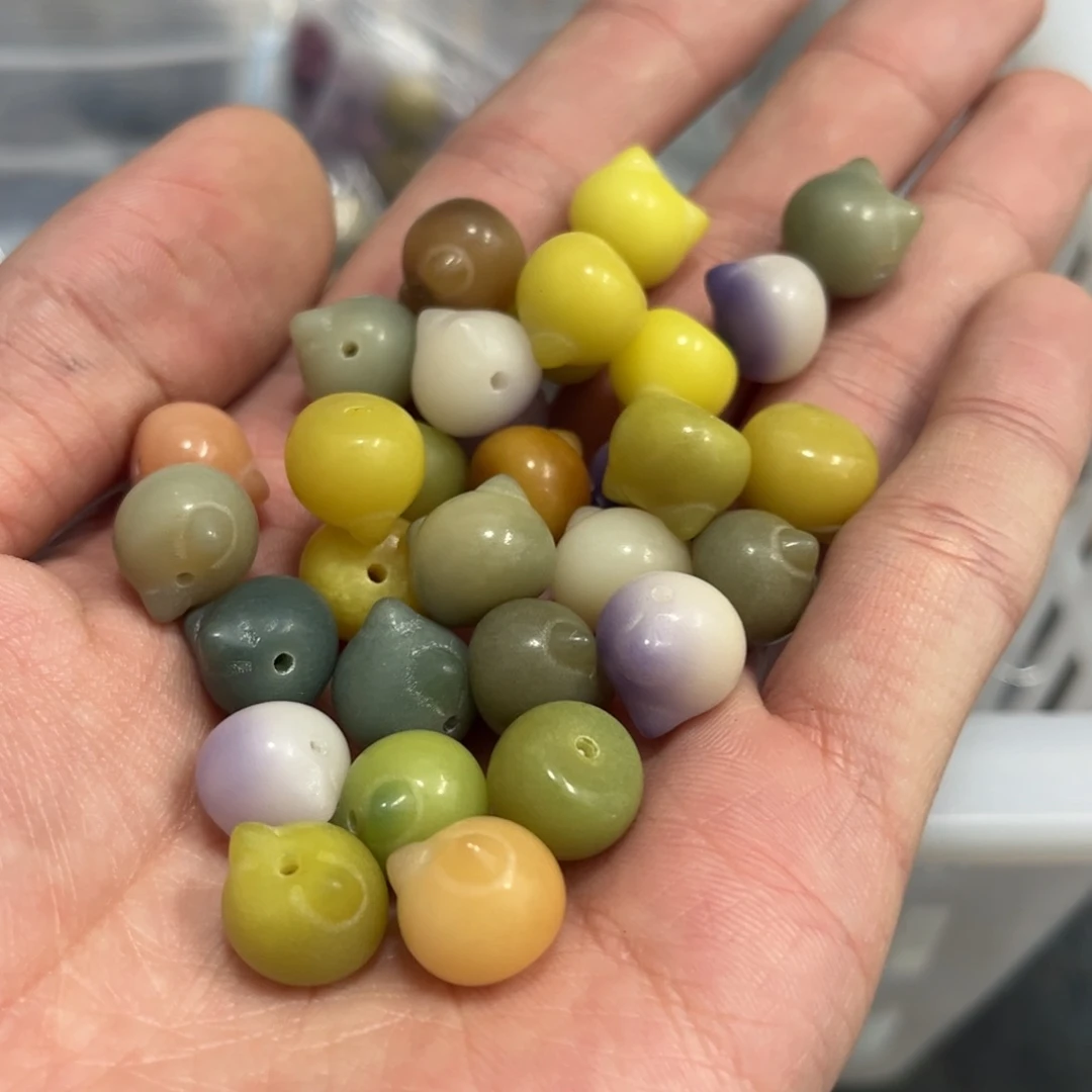 【闪购商品】白玉菩提吊坠z12/20+10颗微瑕猫头