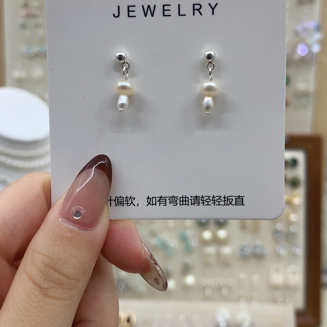 淡水珍珠耳饰银S925镶嵌