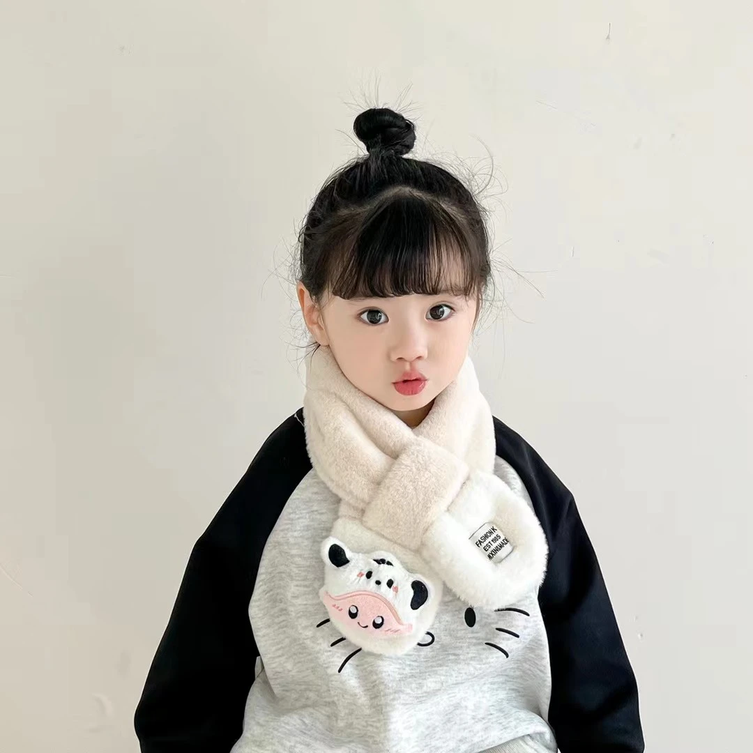 【贝妈福利888】卡通库洛米儿童围巾冬季可爱毛绒保暖围脖女孩交叉