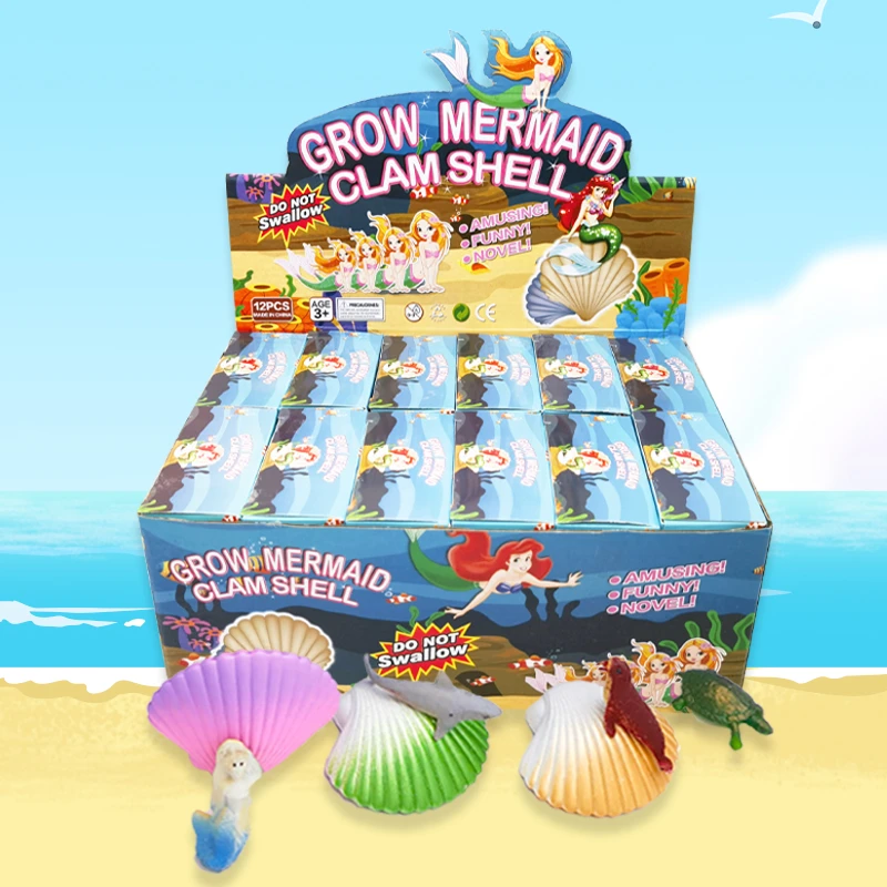 贝壳泡水玩具孵化蛋美人鱼儿童扇贝女孩海洋动物扇贝膨胀变大创意