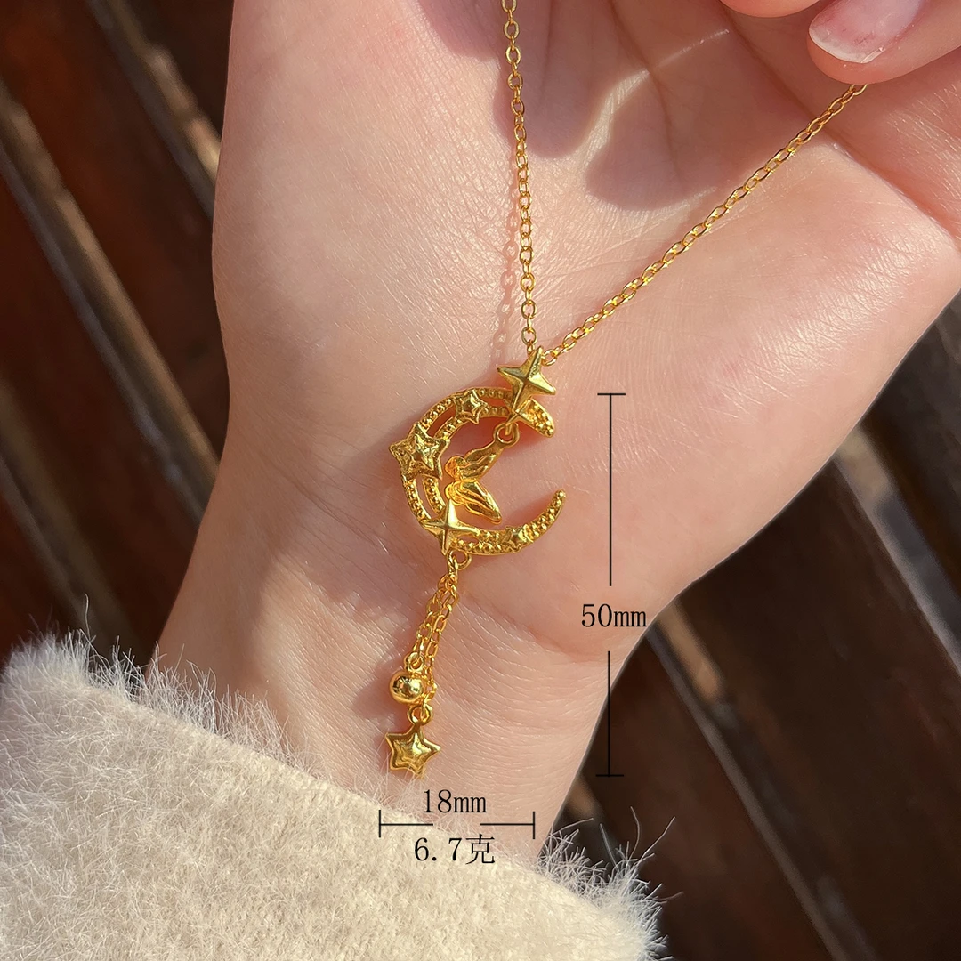 铜合金项链 星月蝴蝶项链 天上月项链 新中式小众锁骨链女饰品