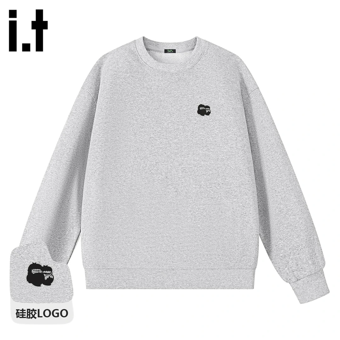 it FINGERCROXX美式圆领卫衣男秋季ins风上衣硅胶猿人印花套头衫