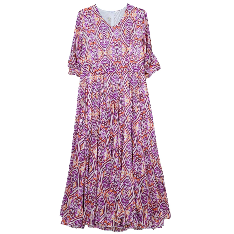 新疆舞蹈服夏季限定百搭荷叶边时尚款金丝短袖连衣裙