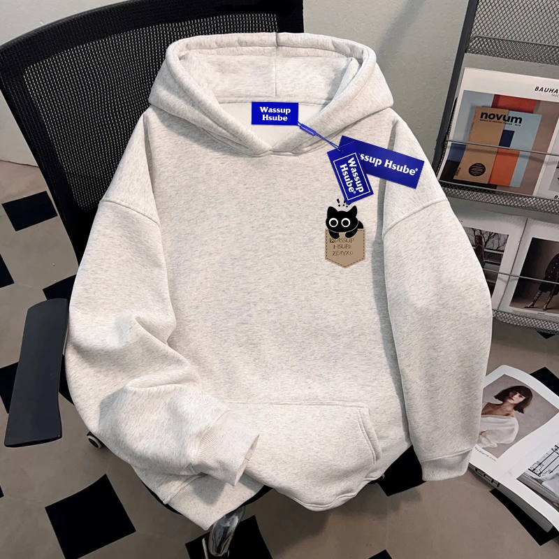 WASSUP HSUBE重磅国潮牌套头连帽卫衣男士慵懒宽松青少年上衣chic