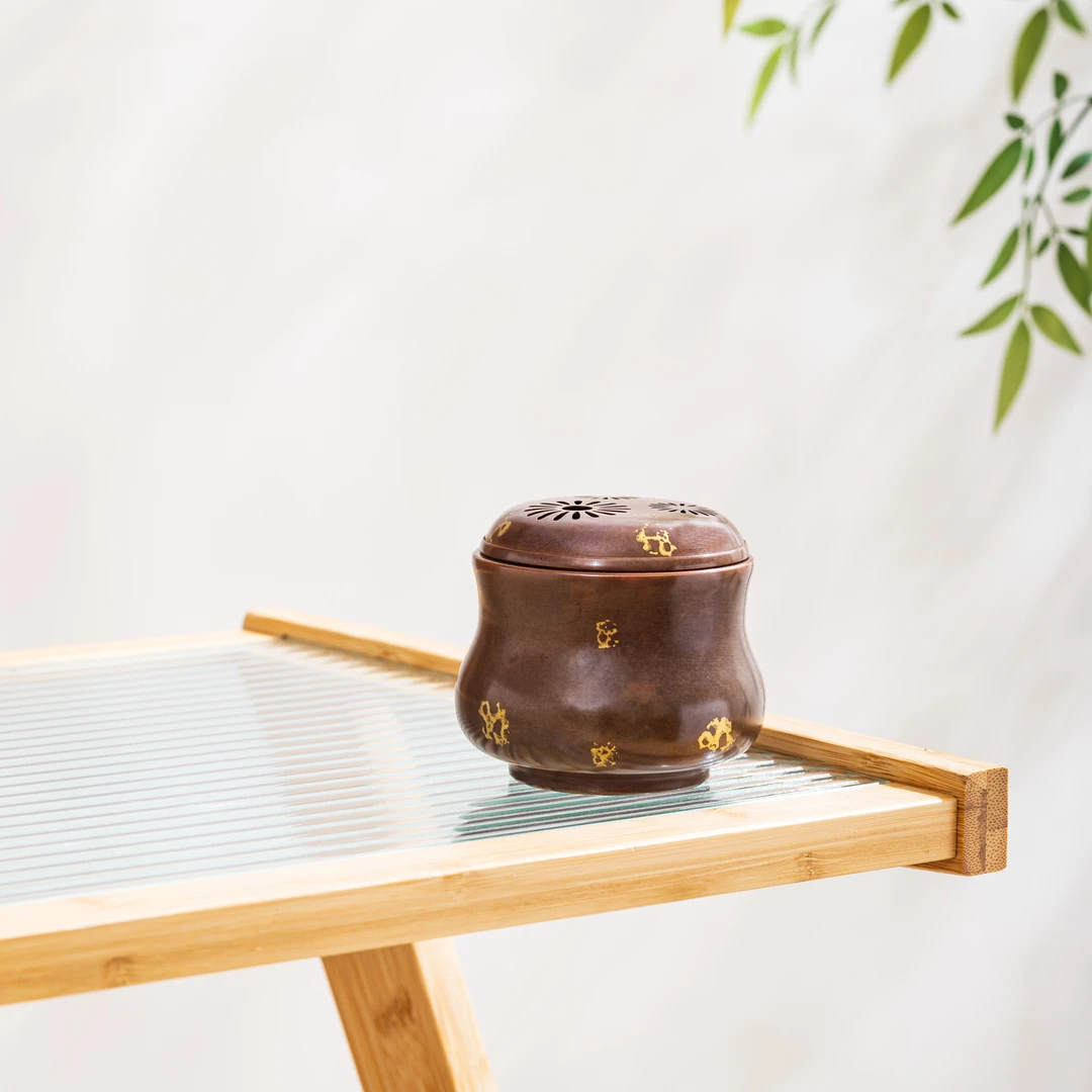 【表哥福利】文创系列 铜器 葫芦形香炉（带花纹）WCCTXC018