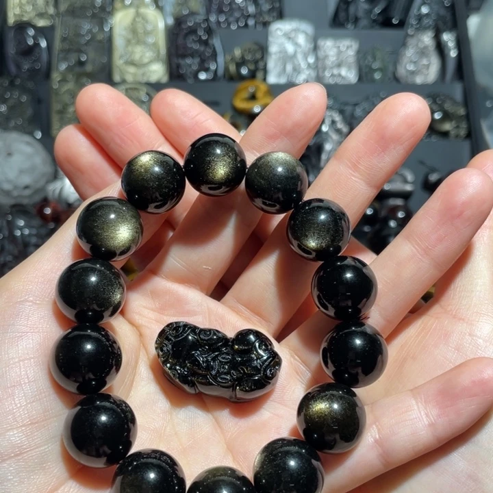 黑曜岩未镶嵌手串伊**堡