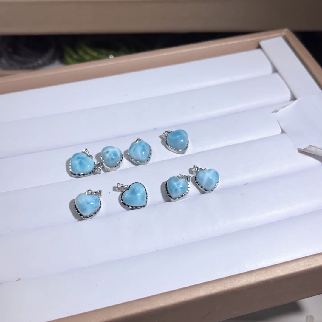 针钠钙石（海纹石）银S925镶嵌颈饰小海纹011