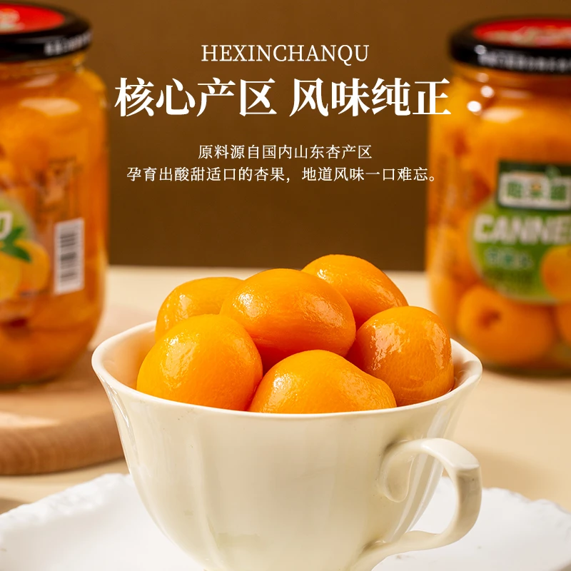 趣果罐甜杏罐头510*4瓶对开大瓣鲜甜水果罐头大屏开盖即食沂蒙山