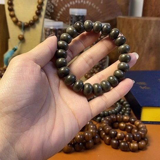老山檀香阴沉9-12算盘珠手串