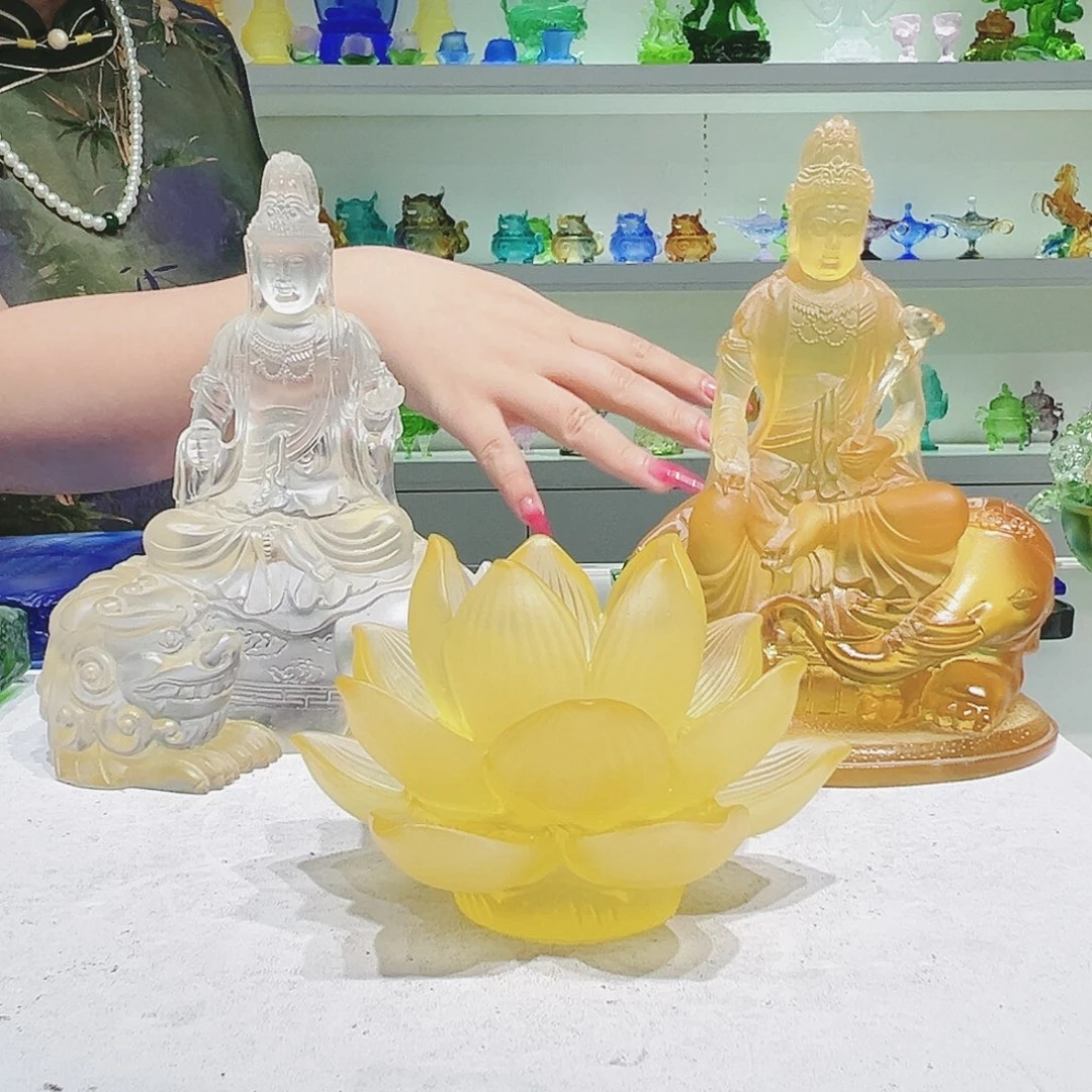 【闪购商品】手工艺品琉璃?***?文殊普贤➕金色莲花