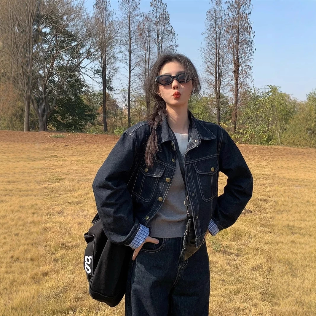 牛仔外套女2025春季新款韩系复古百搭短款丹宁色长袖休闲夹克上衣