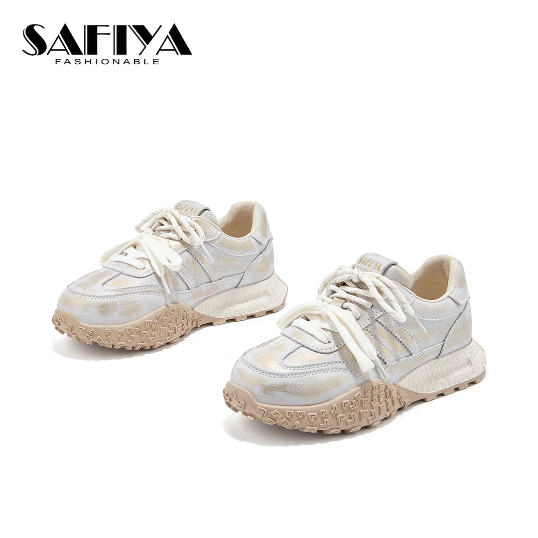 索菲娅Safiya2025春季新款低帮系带圆头百搭时尚休闲鞋SF44112A60