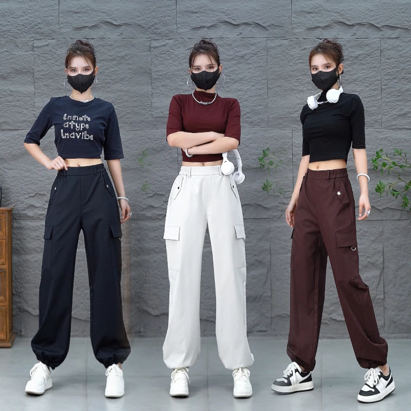 秋季新款2025特殊棉工装裤女新款跳舞酷飒风小个子休闲束脚运动裤