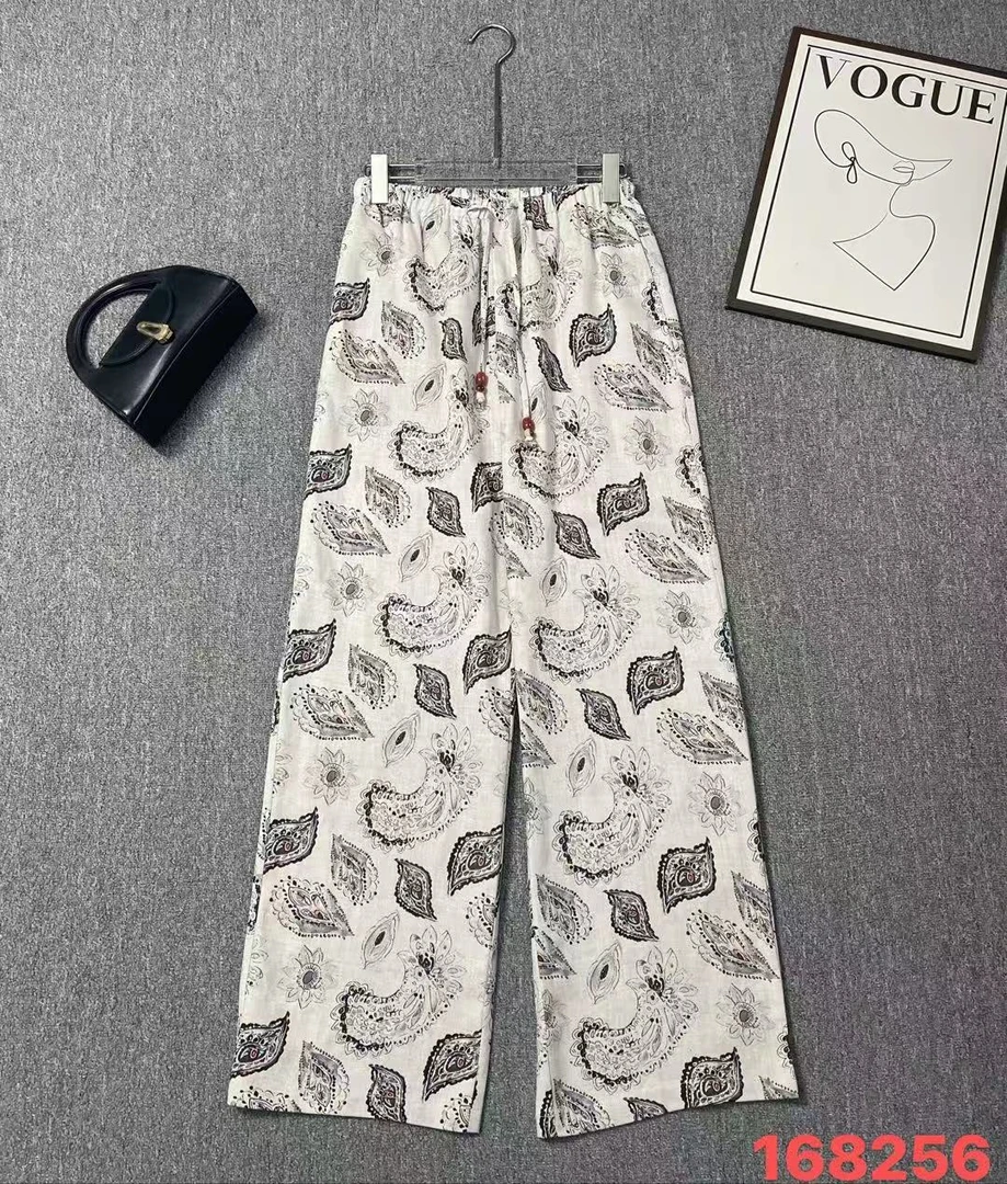 【南油张贝贝】25S新款小众设计感高腰显瘦遮肉印花休闲裤168256