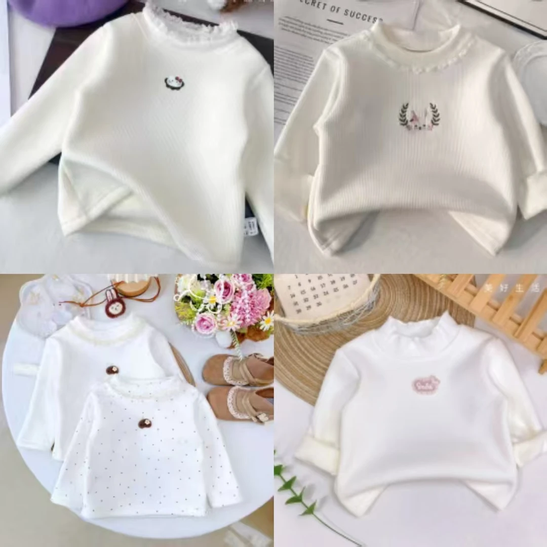 【加绒加厚】韩版加绒加厚半高领打底套头女童秋冬打底衫-jp