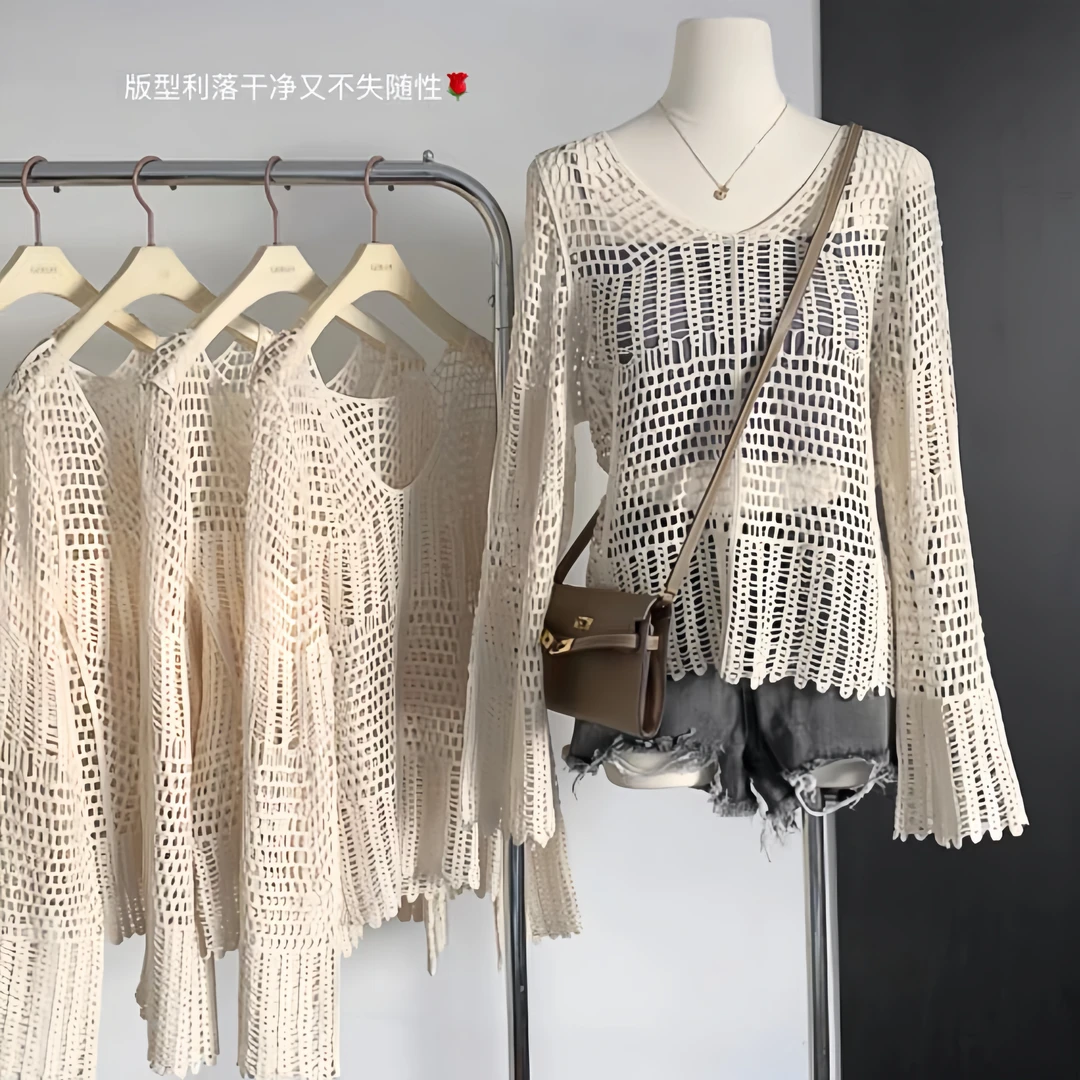 601-700镂空钩花蕾丝钩花针织衫波西米亚风