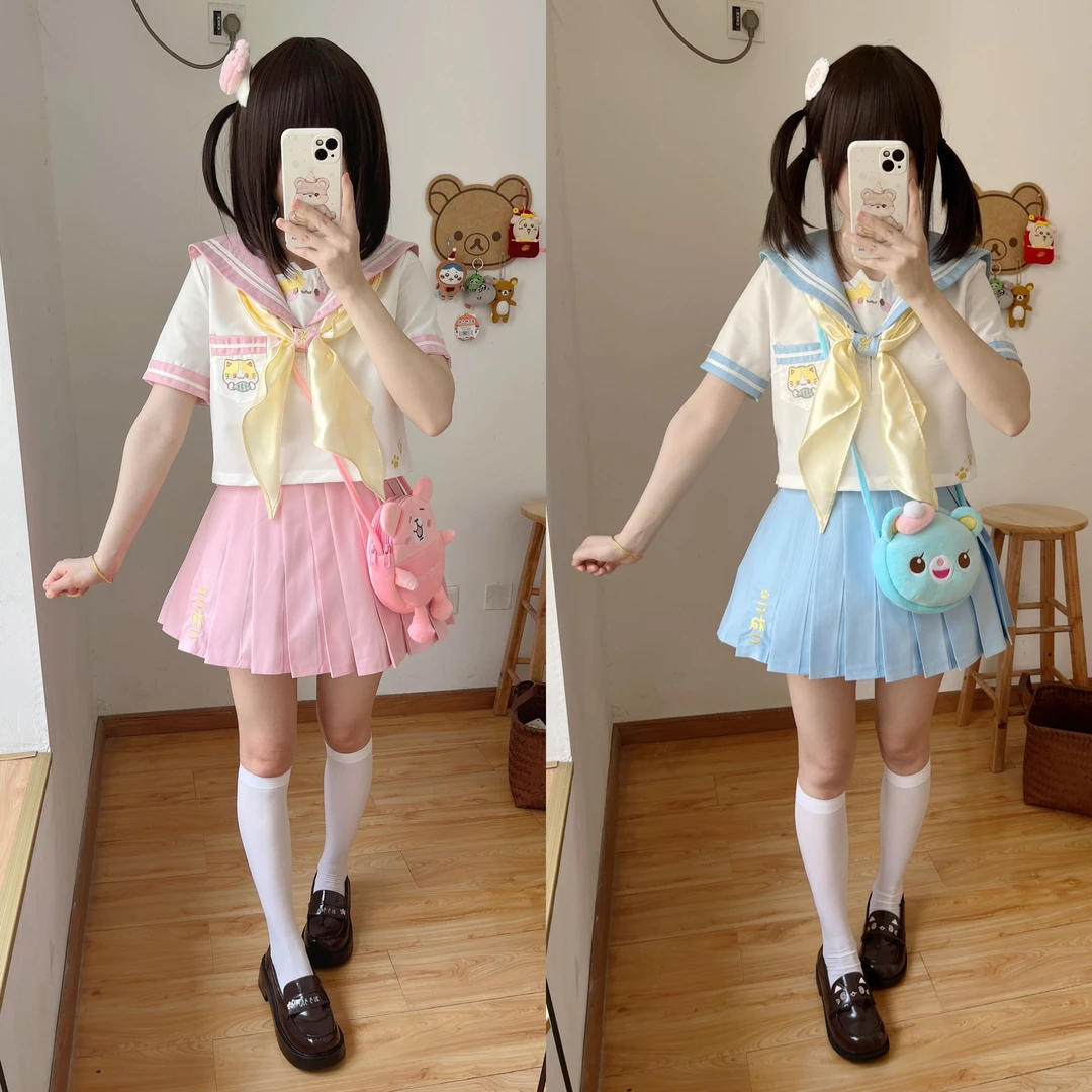 【奶芙猫卷】正版jk原创制服水手服套装粉色可爱软妹幼稚园萌款