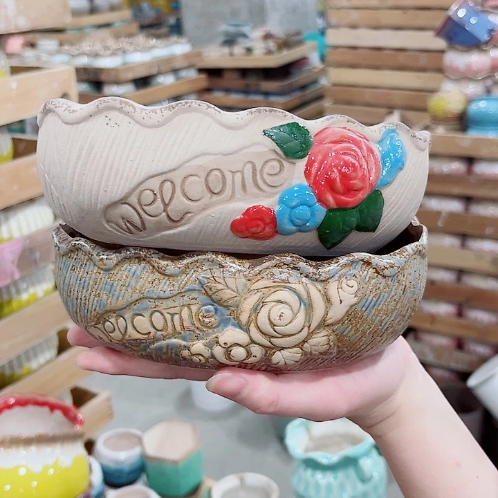 有孔.凑单10元陶瓷花盆发货！