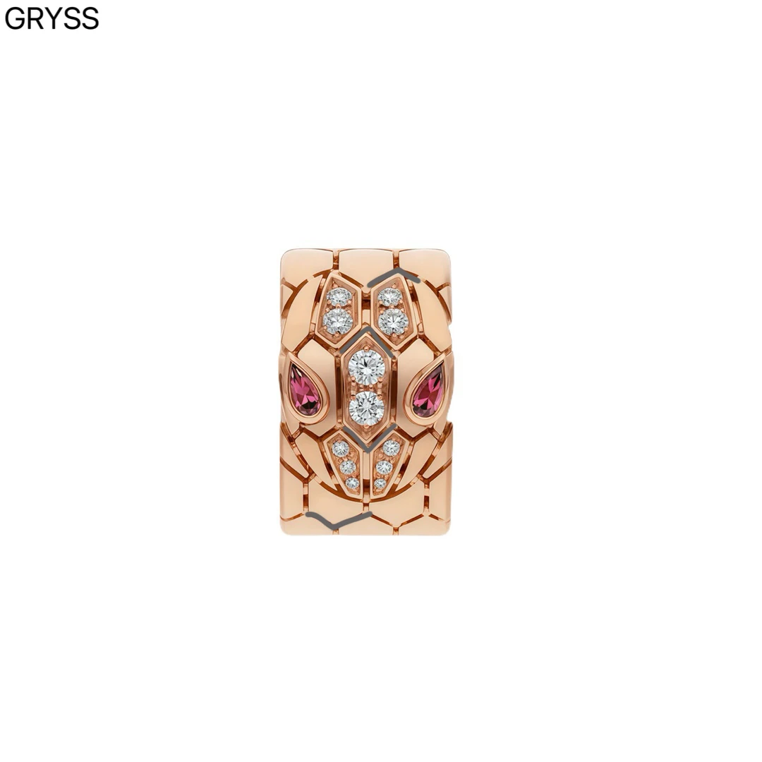 925银莫桑石戒指 GRYSS 菱格红眼灵蛇银戒指不掉色时尚潮酷美MYCY