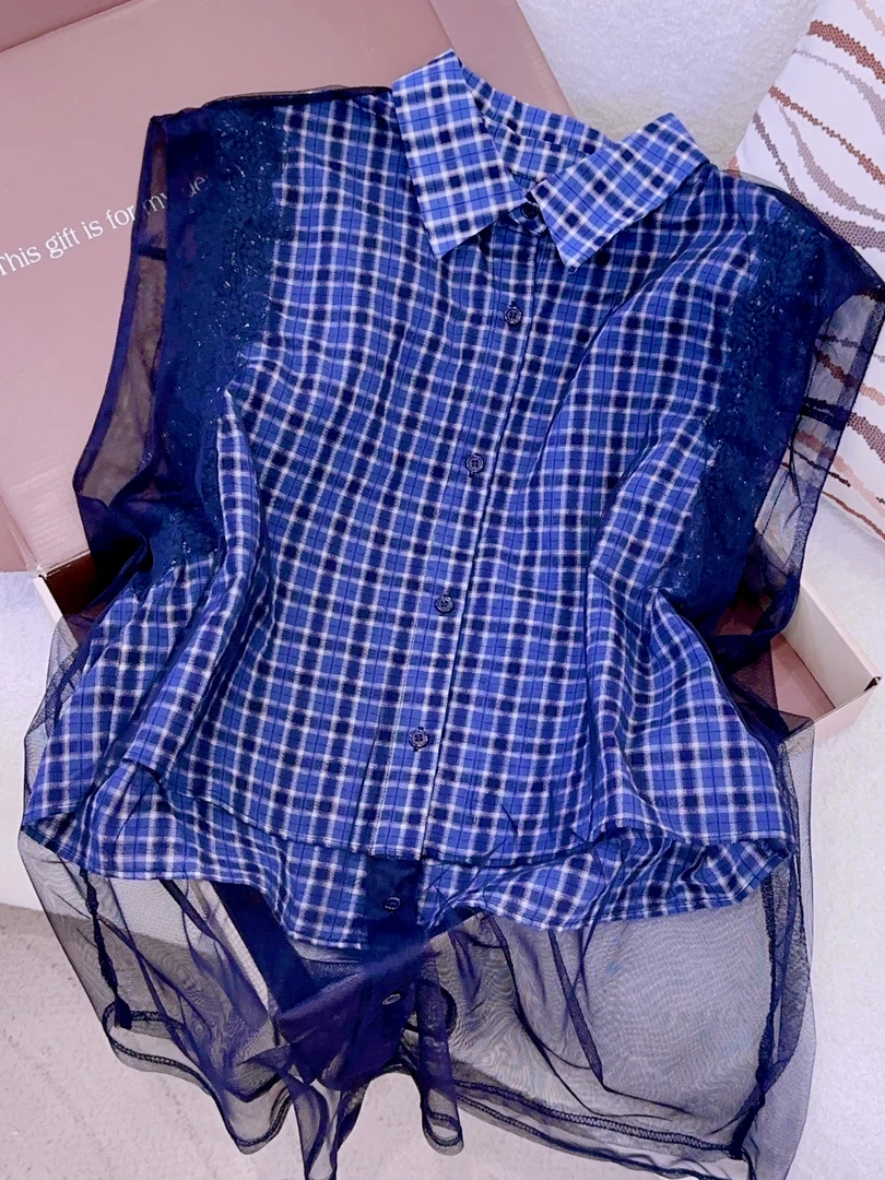 琳心丨夏季新款设计感无袖衬衫蕾丝小众百搭显瘦 HM0560