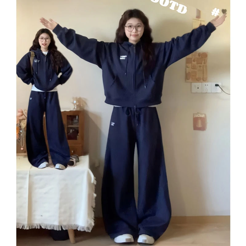 秋季大码时尚减龄运动服休闲套装女洋气显瘦卫衣两件套胖mm300斤