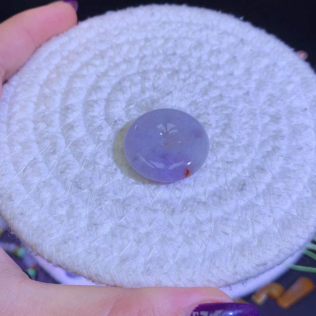 散珠翡翠天然缅甸翡翠肥扣子卡25.4厚7.2冰紫