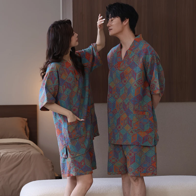 【好物推荐】2025纯棉家居睡衣女款汗蒸服情侣款洗浴按摩桑拿服男