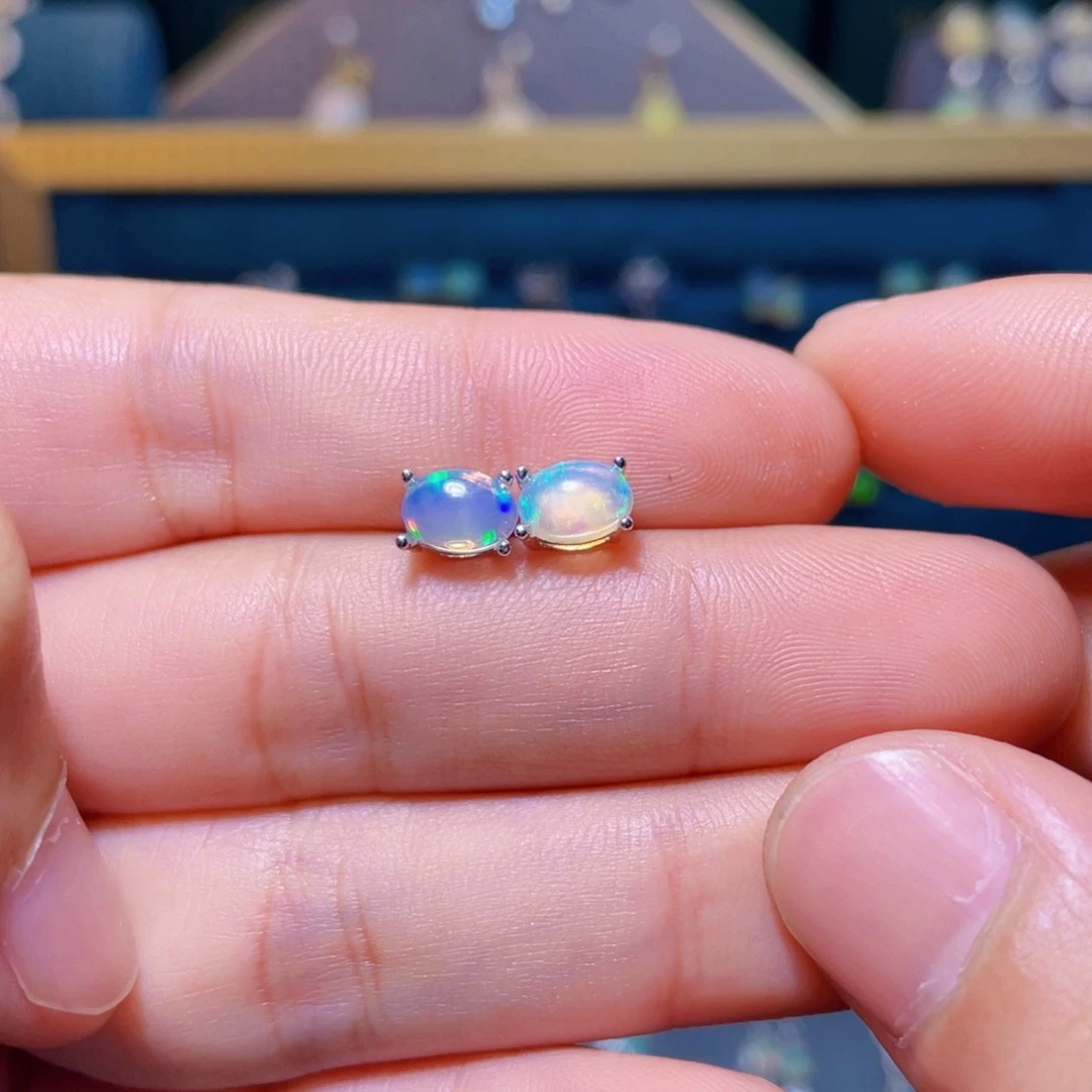 欧泊耳钉）银S925镶嵌