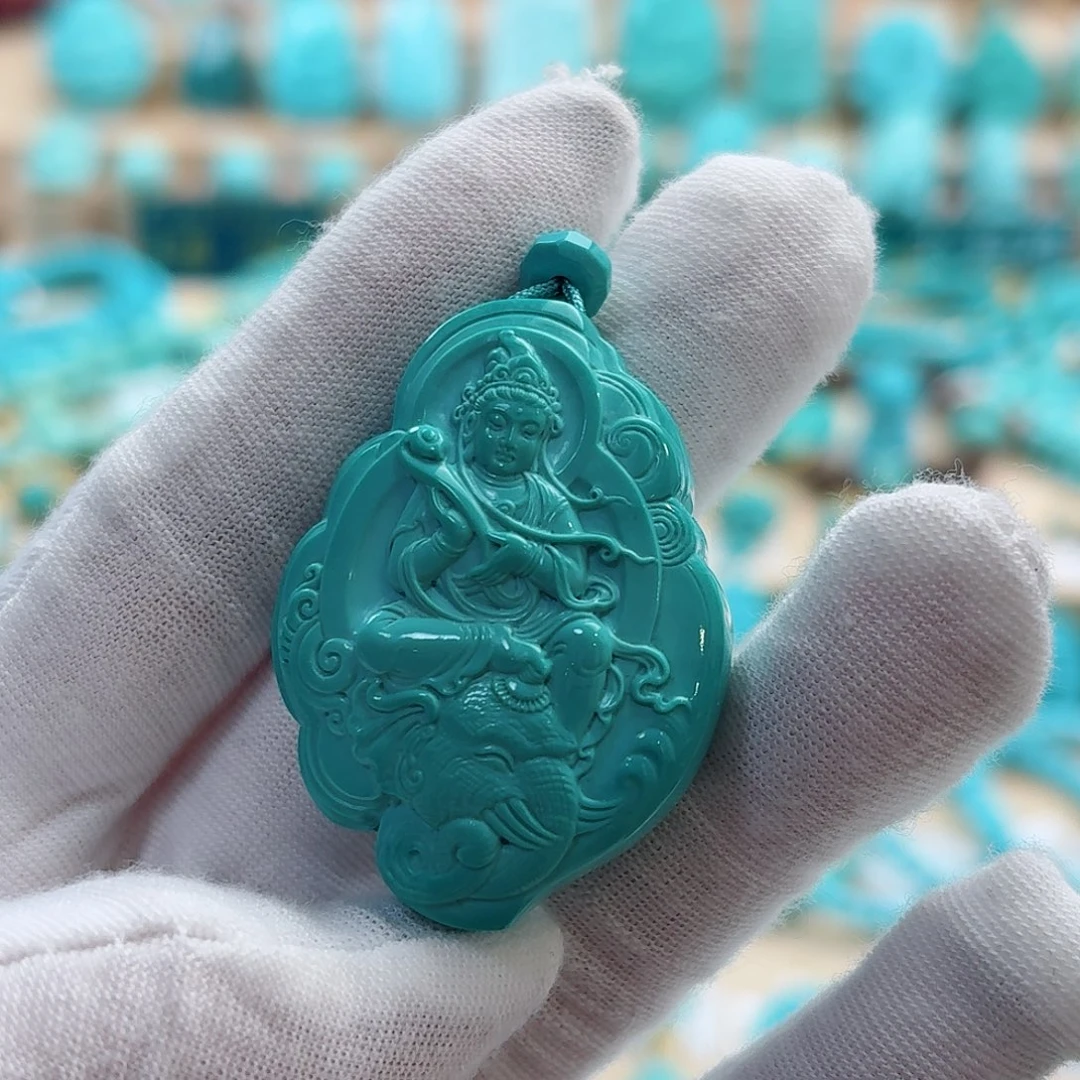 绿松石未镶嵌珠宝奇石普贤菩萨